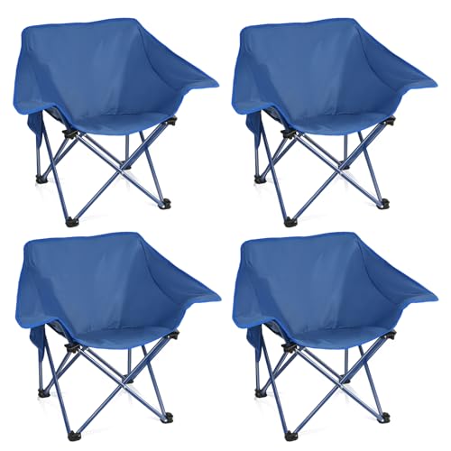 4 Pack Portable Camping Chair Compact Collapsible Outdoor Folding Sports Chairs for Adults Heavy Duty Camp Sporting Events Park Lawn 400 Lbs Black - color: Blue