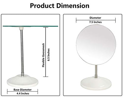 YEAKE Adjustable Flexible Gooseneck Makeup Mirror,360°Rotation Folding Portable Desk Vanity Mirror with Stand Shower Shaving Cosmetic Mirror Round Large - style: 7.5 Inch Diameter(Large Round)