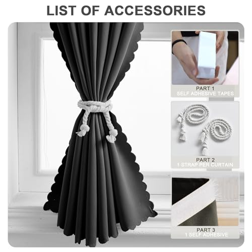 Self Adhesive Curtains - No Drilling, No Rod, Easy to Install Blackout Curtains for Window Blinds,Bedroom(Black 35 * 59in-1P) - color: Black, size: 35"W x 59"L (Pack of 1)