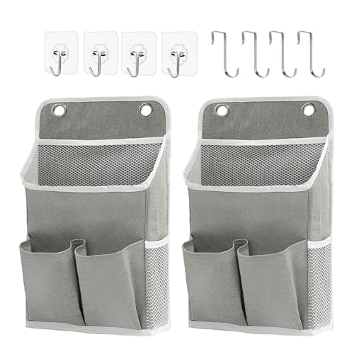 Hanging Basket for Organizing, Wall Organizer with Pockets and Over The Door Organizer，Can for Home, Closet, Office and Camper (2 Grey) - color: Grey, size: 2 pack