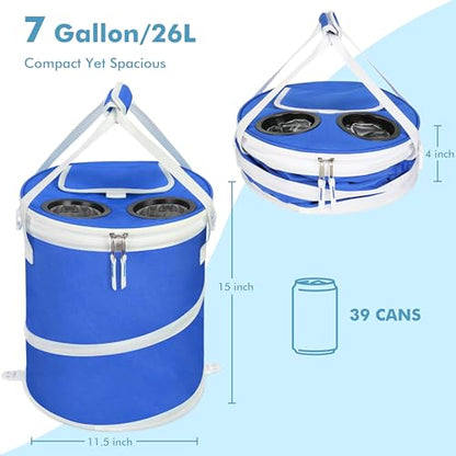 Tirrinia Large Pop-Up Golf Cooler Bag- Insulated Collapsible Cooler with Flat Drink Table for Golf Cart, Lightweight and Portable Ice Beach Cooler for Travel, Fishing, Picnics, Hiking, Camping