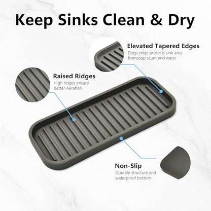 Gosmol Silicone Sponge Holder Kitchen Sink Organizer Tray Dish Caddy Soap Dispenser, Scrubber Spoon Holder,Dishwashing Accessories 2 Pack (Brown) - color: Brown
