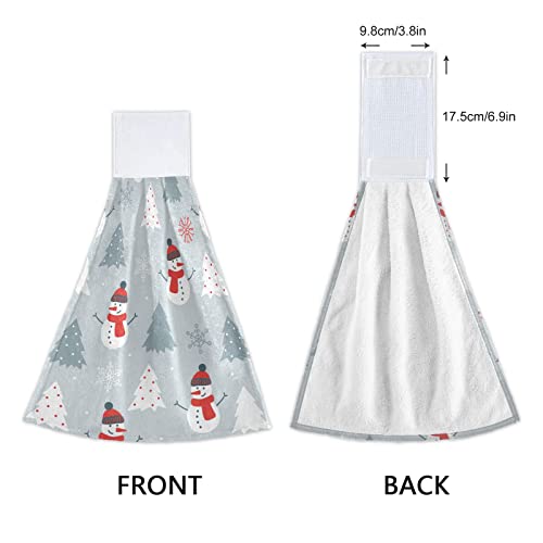 Vnurnrn Hand Towels for Kitchen 2 Pcs Hanging Kitchen Towels Set，Christmas Snowman Christmas Tree Soft Absorbent Tea Bar Dish Cloths Bath Towel for Bathroom Laundry Room - color: Christmas Snowman Christmas Tree