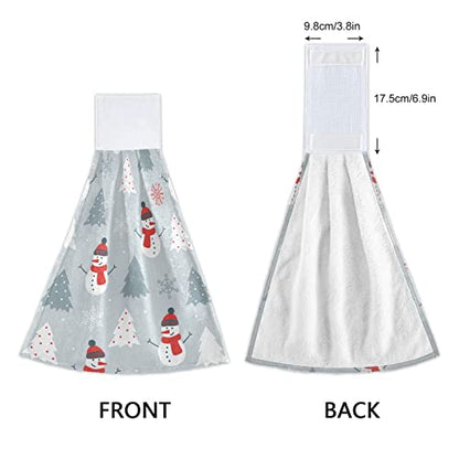 Vnurnrn Hand Towels for Kitchen 2 Pcs Hanging Kitchen Towels Set，Christmas Snowman Christmas Tree Soft Absorbent Tea Bar Dish Cloths Bath Towel for Bathroom Laundry Room - color: Christmas Snowman Christmas Tree