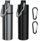Small Pill Box,(2 Pack+2*Carabiner Clips) Keychain Pill Holder Portable Mini Travel Pill Container Metal Case Bottle with Keyring - color: Gray+black+2*carabiner Clips