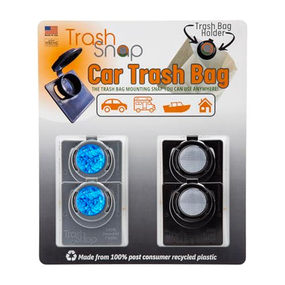 Reusable Bag Holders for Trash & Recycling | Eco-Friendly, Adhesive Clip System for Car, RV, Home, Travel, Boat | Recycled Plastic Blue Lagoon + Plaid Thai - 4 Pack - color: Blue Lagoon Plaid Thai