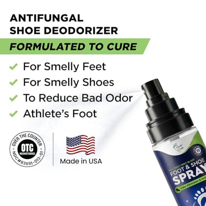 Shoe Deodorizer & Foot Odor Spray – Mint Blast for Smelly Feet | Athlete's Foot Odor Eliminator for Instant Relief from Stinky Feet | Natural Formula for All Footwear | Made in USA