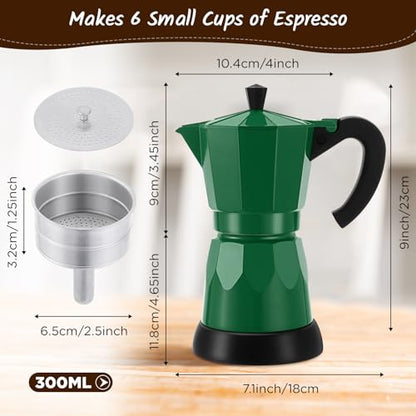 Coffee Pot 6 Cup Electric Espresso Coffee Maker Italian Moka Maker 300ml Portable Aluminum Espresso Machine Cafetera Moka Pot with Detachable Base, Gift for Home Travel(Dark Green) - color: Dark Green