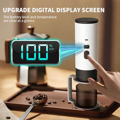 3-in-1 Portable Coffee Maker, 15 Bar Portable Espresso Machine with LED Display and 90ml Sink, Compatible with Ground Coffee & Capsules(Ns&DG) for RV, Hiking, Office, Auto-Heating, USB-C (Champagne) - color: Champagne