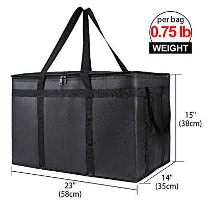 Bodaon 2-Pack Insulated Food Delivery Bag, XXX-Large Meal Grocery Tote Insulation Bag for Hot and cold Food, Commercial, Large Capacity Reusable Warming Bag, Heavy Duty Pizza Carrier, Black + Red - color: Black + Red, size: XXX-Large (Without Hard Bottom)
