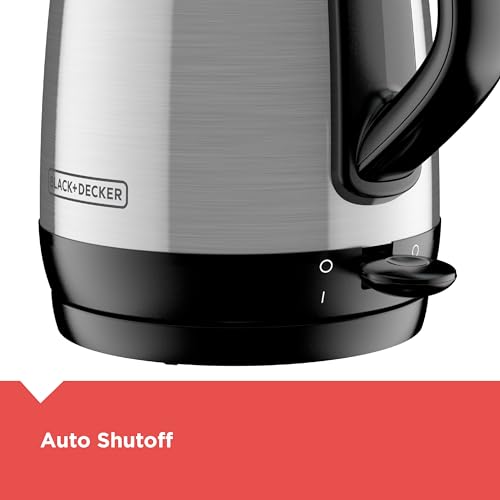 BLACK+DECKER 1.7L Cordless Electric Kettle, KE1700SD, Rapid Boil, Auto Shutoff, Stainless Steel - size: 1.8 Quarts