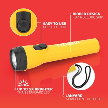EVEREADY LED Flashlights (4-Pack), Bright Flashlights for Emergencies and Camping Gear, Flash Light with AA Batteries Included, Blue/Yellow (4-Pack) - color: Yellow / Blue, size: 4 Pack