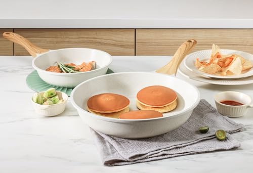 SENSARTE Nonstick Ceramic Cookware Set, 13-Piece Non-toxic Pots and Pans Set, Healthy Kitchen Cooking Set with Stay-Cool Handles, Silicone Tools and Pot Protectors, PFAS Free - color: White
