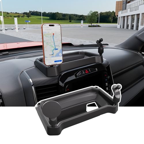 12 Inches and 14.4 Inches Screen Dashboard Storage Organizer with Phone Mount Compatible with 2019-2026 Dodge RAM 1500 Dash Storage Tray Replacement for 2019-2026 Dodge RAM Accessories - color: Dash Tray with Phone Mount
