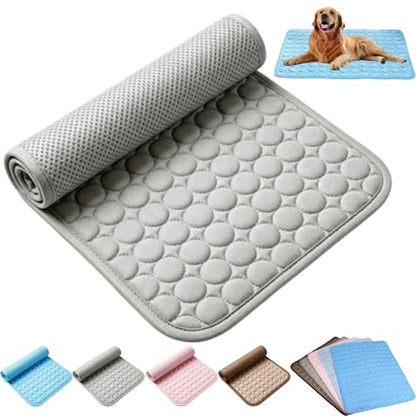 Dog Cooling Mat, Self Cooling Dog Mat Pet Pad, Protect Your Dogs from Overheating with Continuous Heat Conduction, Washable Portable Foldables for Large & Small Pet (Gray, Medium)