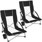 Romswi Low Beach Chairs for Adults 2 Pack, Lightweight Folding Sand Chairs with Breathable Mesh Back & Cup Holder, Portable Compact Camping Chairs, 300lbs Capacity,Black - color: Black - Low Back