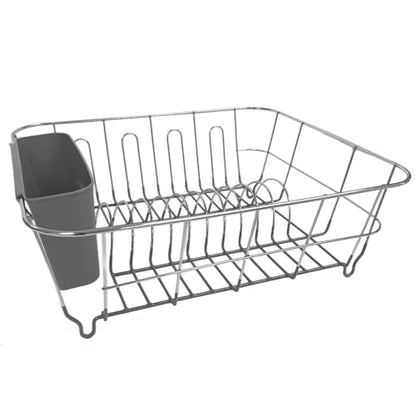 Dish Drying Rack & Cutlery Holder 2 Piece Set ✅ Compact Sink-Fitting Dish Drainer with Rubberized Undercoating ✅ Space-Saving Kitchen Organizer for Plates, Cups, Bowls & Utensils In Sink, Dark Gray