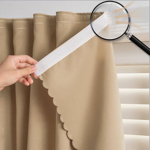 Self Adhesive Curtains - No Drilling, No Rod, Easy to Install Blackout Curtains for Window Blinds,Bedroom(Brown 35 * 59in-1P) - color: Brown, size: 35"W x 59"L (Pack of 1)