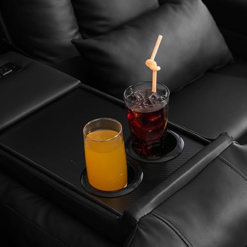 URRED Power Loveseat Recliner Sofa with Massage and Heat, Wall Hugger Reclining Loveseat with Console, RV Couch Home Theater Seating with LED Lights for Living Room (Black, 67" - 2 Seats) - color: Black, size: 67" - 2 Seats