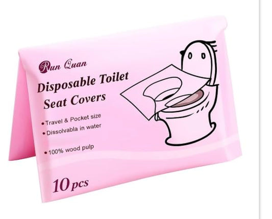 Disposable Toilet Seat Covers – Pack of 10 | XL size | Portable & disposable Travel Toilet Covers for Adults & Kids | Individually Wrapped | Fits Public Toilets | Eco-Friendly