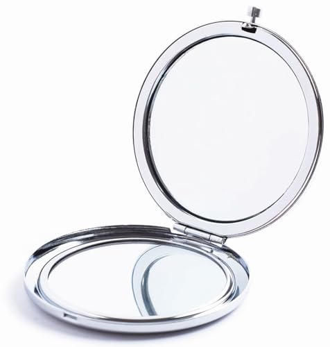 Pocket Mirror, 2 x 1x Magnification Compact Travel Makeup Mirror, Perfect for Purse, Pocket and Travel (Silver) - color: Silver