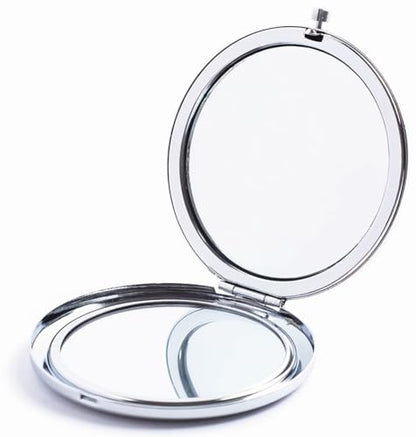 Pocket Mirror, 2 x 1x Magnification Compact Travel Makeup Mirror, Perfect for Purse, Pocket and Travel (Silver) - color: Silver