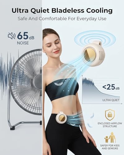 Portable Neck Handheld Mini Fans Hand Held Small Clip on Fan Personal Travel Rechargeable Bladeless Blow Cold Air Camping Wearable for Waist Shirt Belt Beach Cooling Electric Fan(Green) - color: Green