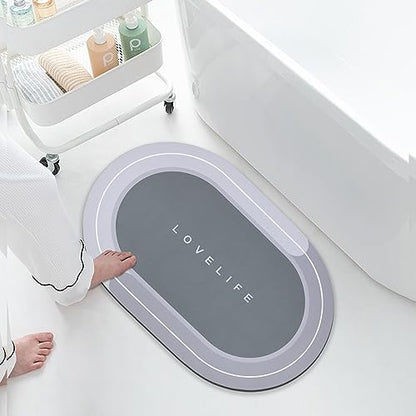 Rubber Bath mats Quick-Drying Non-Slip Bathroom mat Super Absorbent Bath mat Instant Dry Bath mat, Bathroom Rug in Front of The Kitchen Sink, Shower Room, Bathtub, Oval(Brown+16.9x26.7in+16.9x35.4in) - color: Brown, size: 16.9x26.7in+16.9x35.4in