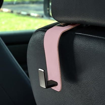 Amooca Car Seat Back Hook Universal Auto Storage Hanger Suede with Metal Car Seat Organizer for Handbag Purse Coat Umbrellas Grocery Bags 2 Pack Pink - color: Pink