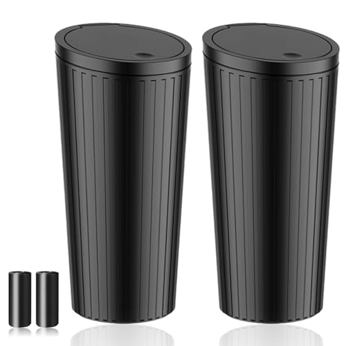 Car Trash Bin with Lid - 2 Pack Universal Leakproof Vehicle Garbage Can Bin with 40pcs Trash Bags - Car Organizers and Storage for Front Back Seat Accessories - color: Black,Black