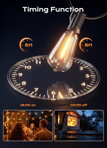Minetom 77FT Outdoor String Lights with Remote, Shatterproof ST38 LED Bulbs, Waterproof Patio Lights with 3 Modes, Dimmable & Connectable 2700K Hanging Lights for Backyard Porch Deck Balcony - size: 77FT 23LED