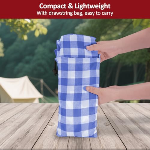 7ft Picnic Table and Bench Cover, Camping Essentials RV Gear, 84 in Waterproof Windproof Outdoor Elastic All Around Tablecloth, Fitted Rectangle Tables and Seats, Blue-White Checkered - color: Blue-white Checkered, size: 84"