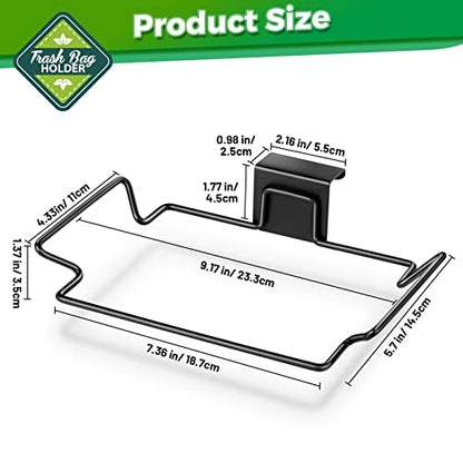 Trash Bag Holder,2 Pack | for Cabinet Door and Cupboards,Stainless Steel,Black,Plastic Bag Holder under Sink,Use for Kitchen,Bathroom,Camper - color: Black