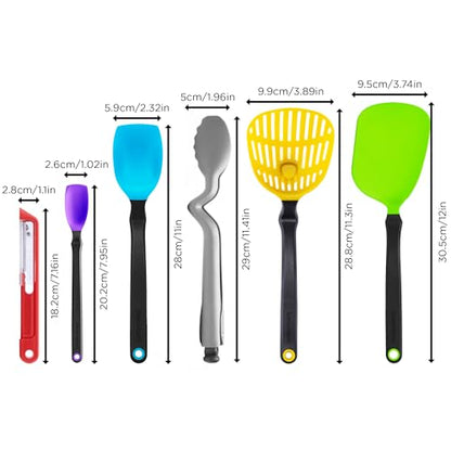Dreamfarm Ultimate Set of The Best Silicone & Nylon Kitchen Utensil 6pc Set | Non-stick safe cooking and baking tools and gadgets, includes Chopula, Supoon, Mini Supoon, Clongs Lite, Sharple and Lestrain - size: 6 Piece Ultimate Set