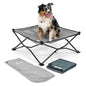 Coolaroo On-The-Go Elevated Dog Bed Kit – Portable & Cooling Travel Cot with HeatShield Fabric for Medium Dogs, Lightweight & Compact, Includes Matching Carry Bag & Pacific Blue Bonus Cover, Medium - color: Pacific Crest Blue, style: Medium