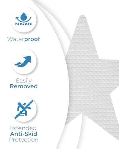 Anti Slip Shower Stickers 24 PCS, Invisible Non-Slip Shower Stars for Adults, Premium Adhesive Bath Tub Stickers (Clear) - color: Clear, size: Star