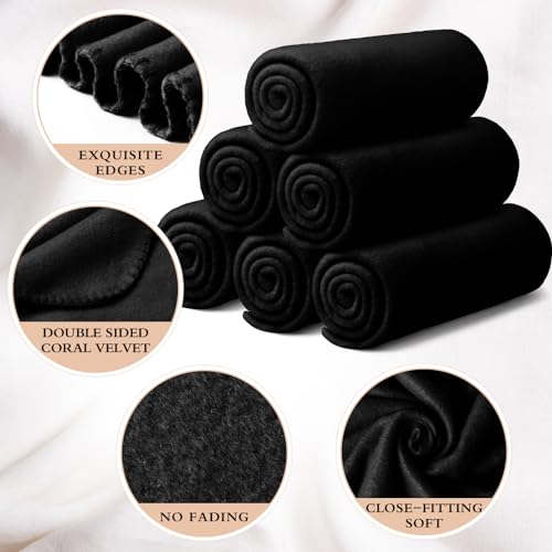 Buryeah 10 Pcs Fleece Blanket Bulk Soft Warm Fleece Blankets Cozy Lightweight Throw Blankets Plush Pet Throw Blanket for Home Bed Sofa Office Wedding Gifts Travel(50" X 60",Gray Black) - color: Gray Black