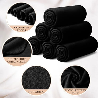 Buryeah 10 Pcs Fleece Blanket Bulk Soft Warm Fleece Blankets Cozy Lightweight Throw Blankets Plush Pet Throw Blanket for Home Bed Sofa Office Wedding Gifts Travel(50" X 60",Gray Black) - color: Gray Black
