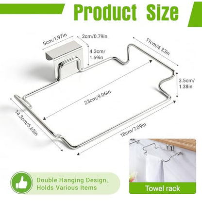 Trash Bag Holder, Stainless Steel Garbage Bag Holder Portable Under Sink Bag Hanger for Kitchen Cabinet Doors Bathroom