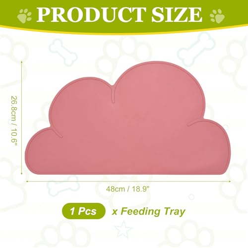 Silicone Pet Feeding Mat, Waterproof Dog Cat Food Bowl Placemat Tray Anti-Slip with Raised Edge Foldable Heat-Resistant (Burgundy, Cloud Shape), Intended for Cat Dog Water Bowl - color: Burgundy