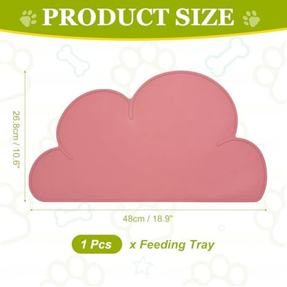 Silicone Pet Feeding Mat, Waterproof Dog Cat Food Bowl Placemat Tray Anti-Slip with Raised Edge Foldable Heat-Resistant (Burgundy, Cloud Shape), Intended for Cat Dog Water Bowl - color: Burgundy