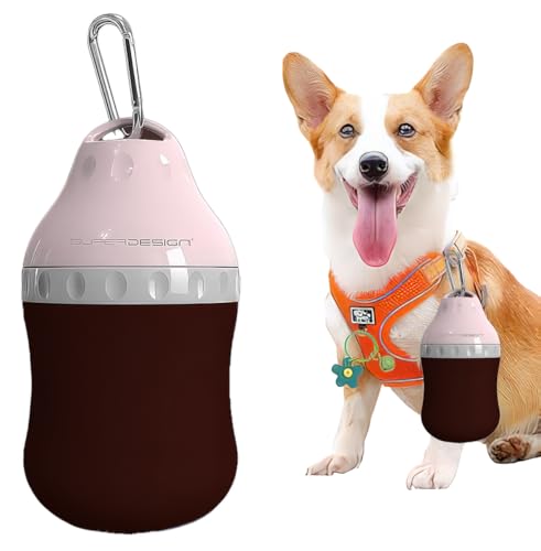 Dog Travel Water Bottle Detachable Bowl Leak Proof Portable ，Silicone Bottle Body，Collapsible and Suitable for Small Pets for Outdoor Walking, Hiking, Travel (Pink, 400 ml) - color: Pink, size: 400 ml