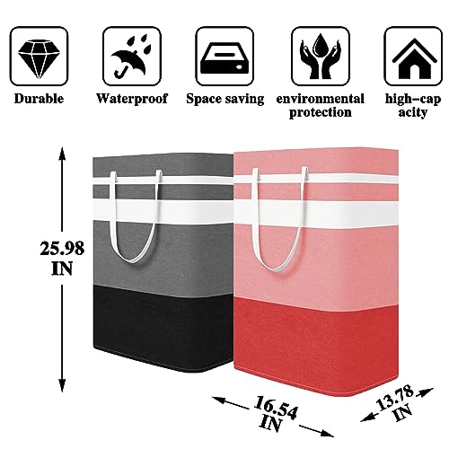 Foldable Laundry Basket，Large Laundry Baskets with Handles,Waterproof Laundry Hamper,Collapsible Laundry Hampers for Clothes Organizer 80L (Black&Red&Green&Purple) - color: Black&Red&Green&Purple