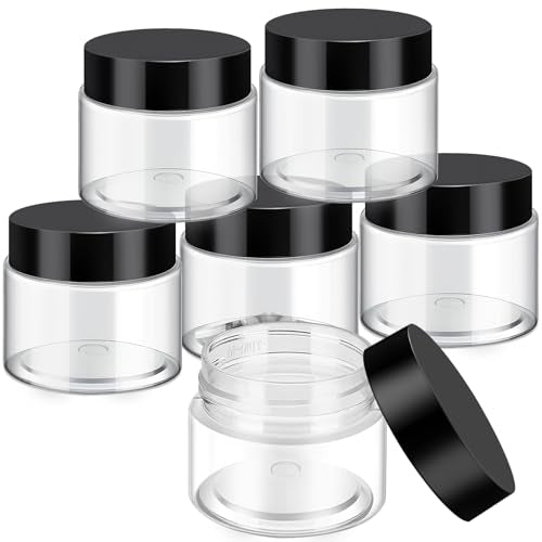 SATINIOR 6 Pack 3 oz Plastic Jars Containers with Lids Wide-mouth Refillable Leakproof Reusable Round Empty Jars for Travel Cosmetic Dry Food SpiceCandy Cookie Home Kitchen Organizing(Black) - color: Black, size: 3 oz