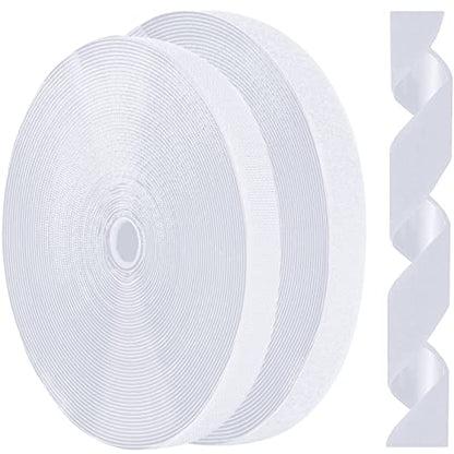 3/4 Inch x 82 Feet Black Hook Loop Strips with Adhesive Heavy Duty, Multi-Purpose Hook and Loop Tape, Double Sided Hook Loop Rolls, Picture Hanging Strips, TV Accessories, TV wall Adhesive Tape - size: 3/4in x 82ft, style: White