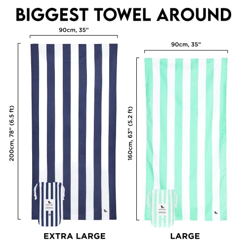 Dock & Bay Beach Towel - Quick Dry, Sand Free - Compact, Lightweight - 100% Recycled - Includes Bag - Cabana - Kamari Charcoal - Large (160x90cm, 63x35) - color: Cabana - Kamari Charcoal, size: Large (160x90cm, 63x35")