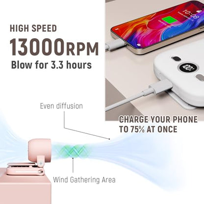 Mini Portable Handheld Clip On Rechargeable Personal Hand Fan with LED Display, High Speed Turbo Battery Operated 100 Speeds Small Fan for Travel/Outdoor/Concerts/Lash/Makeup (update blue) - color: update blue