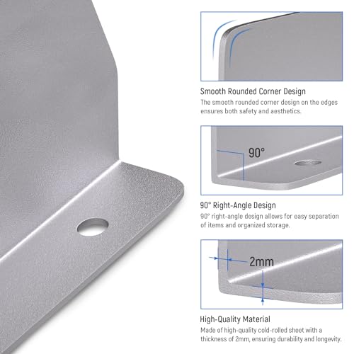 AA Products P-SH-Divider-16Top 4.3" Heightened Version Shelf Divider Shelf Accessories Designed for top Boards of 16" Depth Van Shelving Storage, Set of 3 - Grey - size: 16“D - 4.3" Heightened Version