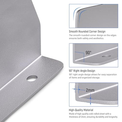 AA Products P-SH-Divider-16Top 4.3" Heightened Version Shelf Divider Shelf Accessories Designed for top Boards of 16" Depth Van Shelving Storage, Set of 3 - Grey - size: 16“D - 4.3" Heightened Version