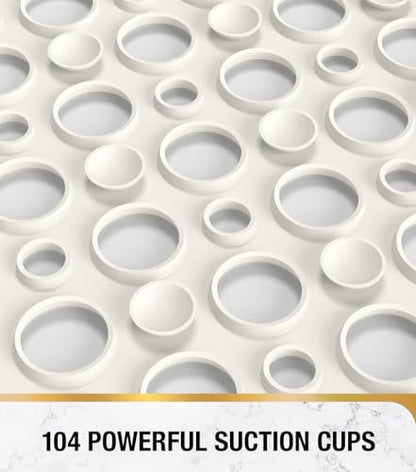 HITSLAM Bathtub Mat Non Slip, 28 x 15 Inch TPE Bath Mat for Tub, Efficient Drainage Bathroom Shower Mat with Suction Cups, Bath Tub Mat, Soft on Feet and Easy to Clean, White - color: White, size: 28" x 15" (Rectangular)